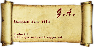 Gasparics Ali névjegykártya